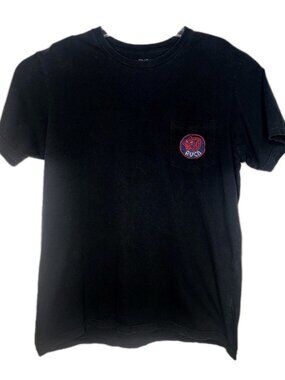 RVCA Men's Black Pocket Patch Panther Short Sleeve T-Shirt  Large